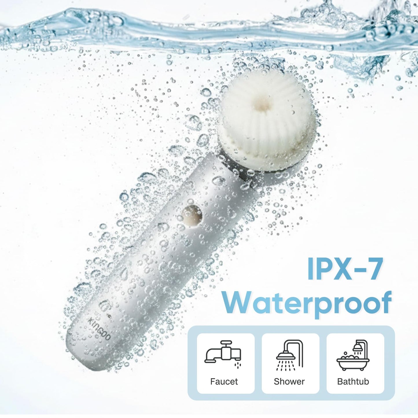 KINGDO Sonic Facial Cleansing Brush, Electric Face Scrubber with 3 Cleaning Modes, IPX7 Waterproof face Brushes for Cleansing with 2 Magnetic Brush Heads, Rechargeable Battery for All Skin Types