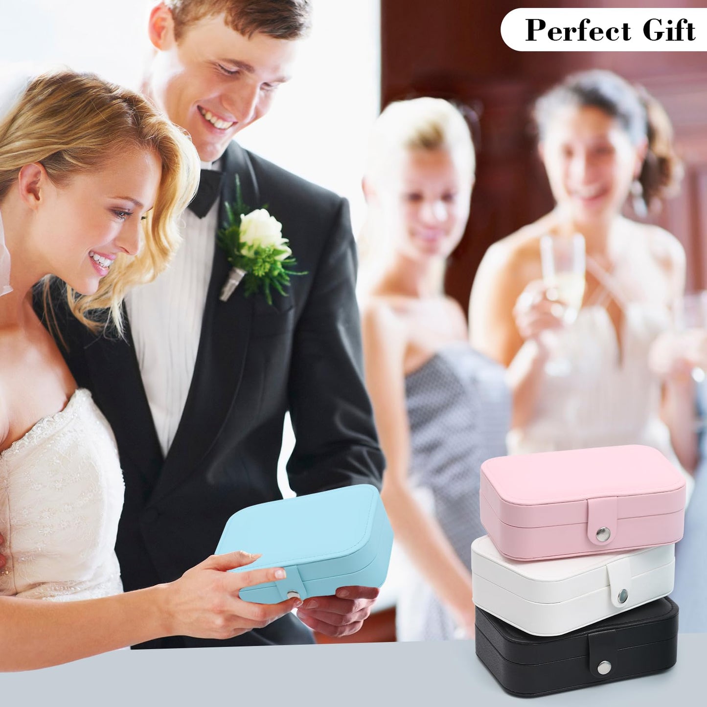 Travel Jewelry Case with Mirror, Small Jewelry Box for Women, Portable Jewelry Organizer Travel, Black Travel Jewelry Case Organizer for Necklaces, Earrings, Bracelets, Lover Gift for Men Women