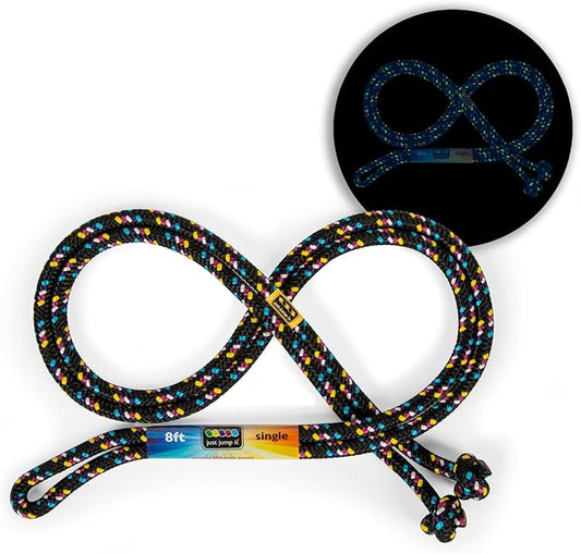 Just Jump It 8 Foot Glow in the Dark Jump Rope for Kids, Active Outdoor Youth Fitness Exercise Equipment, Braided Nylon Gym Accessories