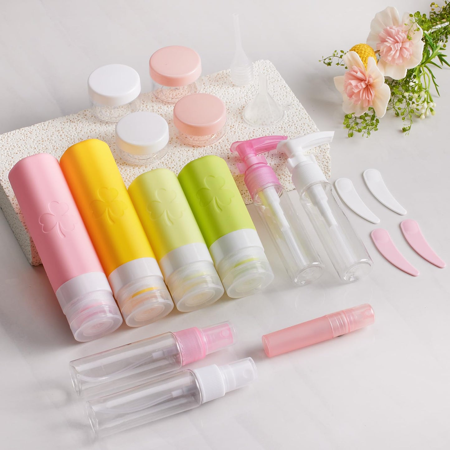 23 Pack Travel Bottles for Toiletries, TSA Approved Travel Shampoo Bottles, Silicone Travel Containers for Toiletries, Leak Proof Refillable Travel Essentials for Liquids Shampoo and Conditioner