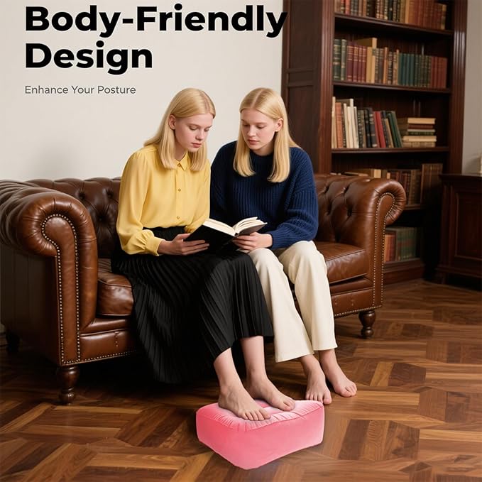 Inflatable Foot Rest Pillow - Portable, Non-Slip Base for Desk, Office Chair, Travel & Bed - Ergonomic Foot Support & Comfort(Pink)