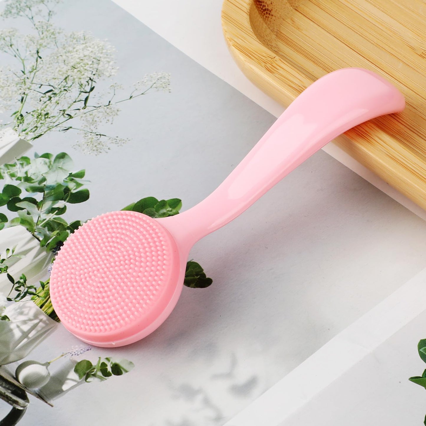 2pcs Silicone Manual Facial Cleansing Brush,Soft Bristles Waterproof Silicone Face Brush Face Exfoliator Brush for Face Cleaning Brush Sensitive Skin Easy to Clean Lather Well(Pink)