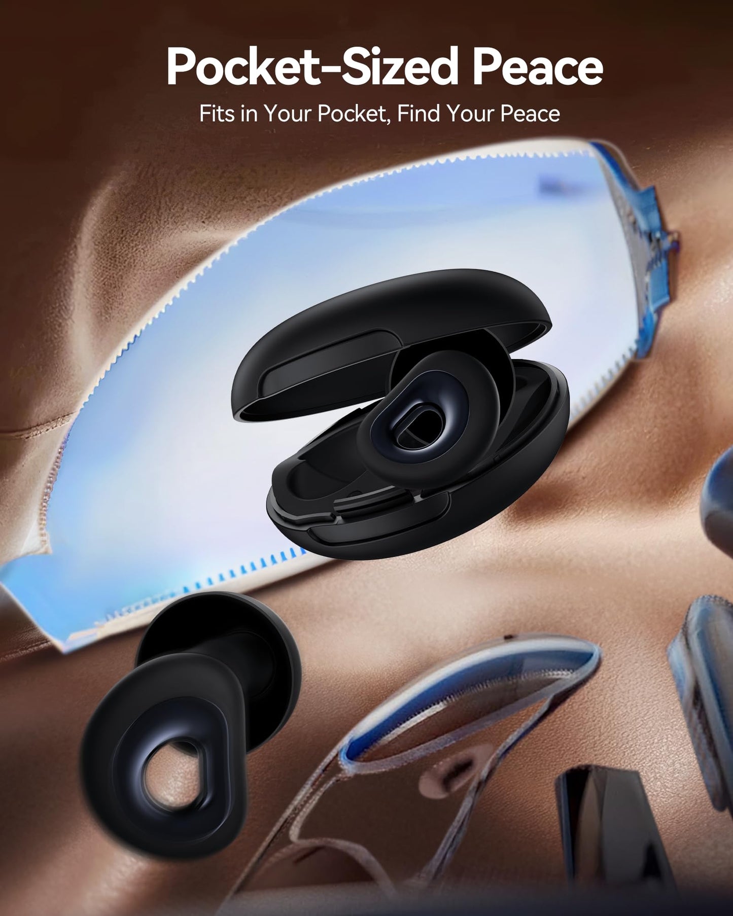 BIGOOD Ear Plugs for Sleeping, 50dB Noise Cancelling Ear Plug with 7 Pairs of Dual Single Layer Tips Reusable Ear Plugs for Noise Reduction, Silicone Earplugs for Concert, Snoring, Motorcycle Black