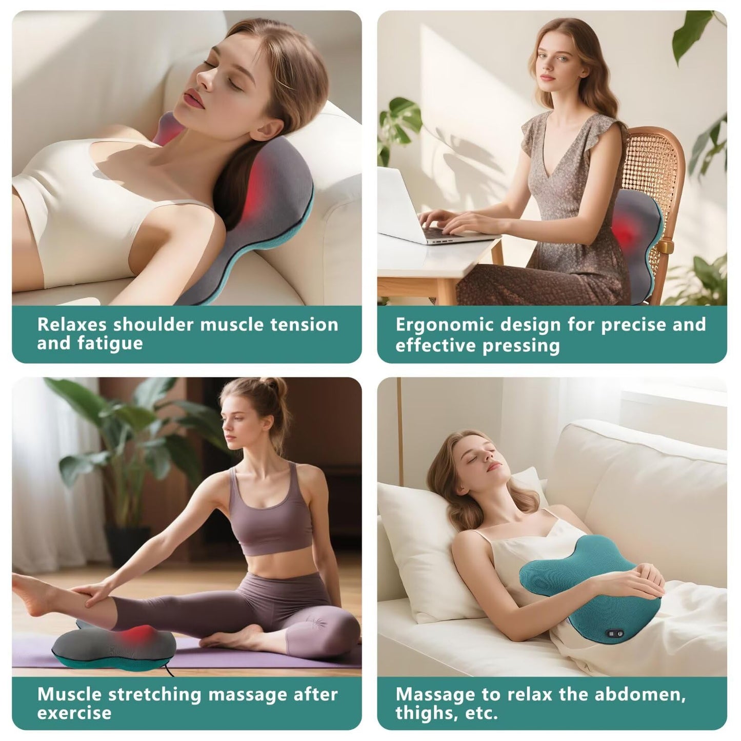 APXPF Back Massager with Heat-Shiatsu Neck Massager for Pain Relief Deep Tissue 3D Kneading Massage for Neck,Lower Back,Shoulder,Leg,Relax Gifts for Women Men Mom Dad,Corded(Green)