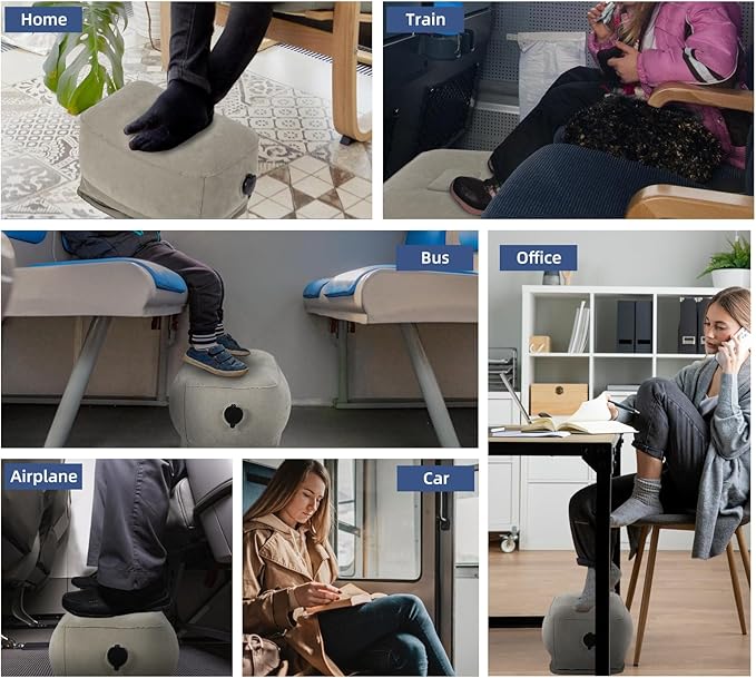 Inflatable Foot Rest Pillow for Air Travel Airplane Foot Rest Pillow Adjustable Height Leg Pillow Bed for Kids Toddler Suitable for Car,Train,Office Travel