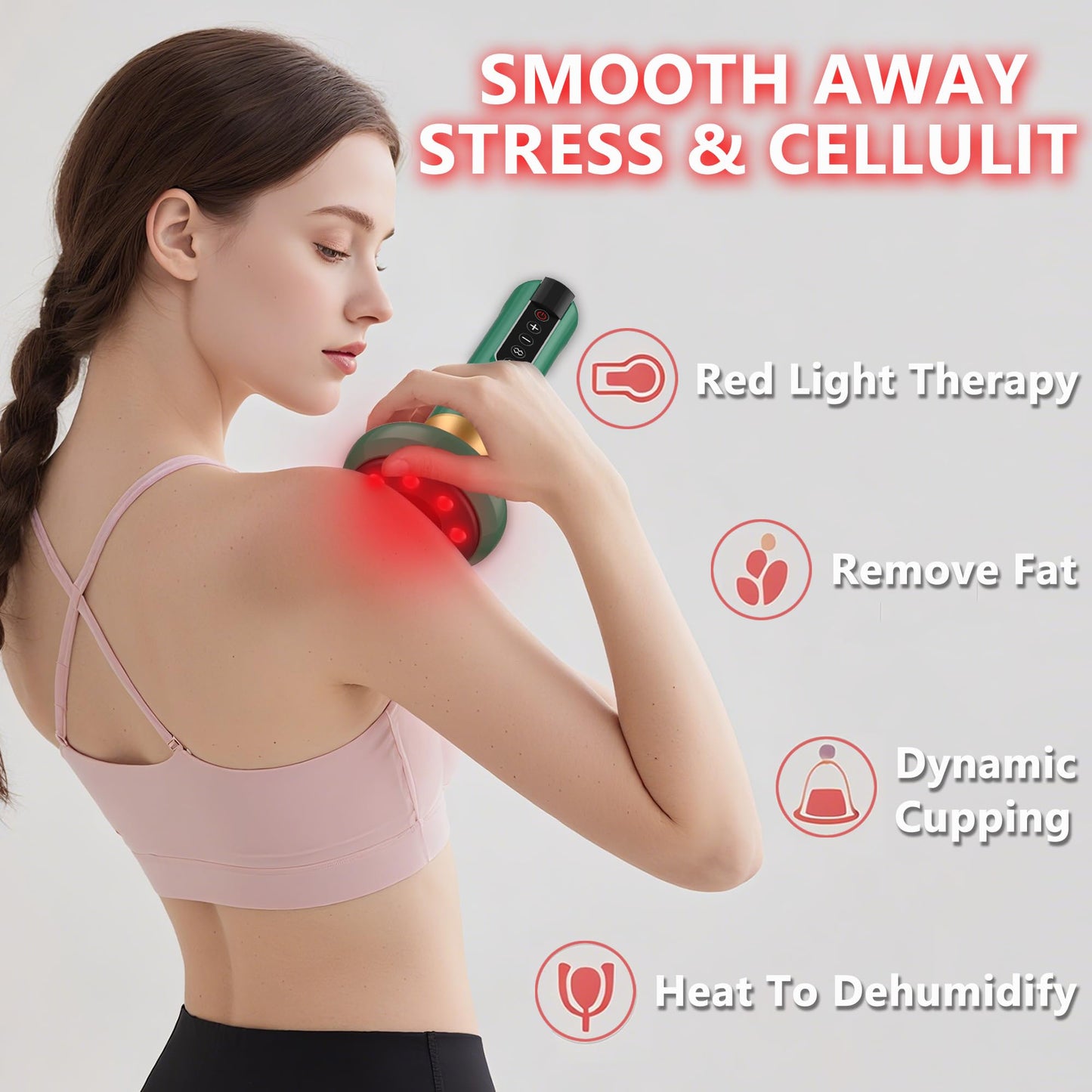 cenlomat Cellulite Massage Tool,Cellulite Massager Electric Fat Remover with 12 Suction Modes,Rechargeable & Cordless,Intelligent Cupping Massager for Arms,Legs,Back Used at Home(Green)