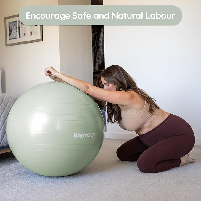 BABYGO Birthing Ball - Pregnancy Yoga Labor & Exercise Ball & Book Set Trimester Targeting, Maternity Physio, Birth & Recovery Plan Included Anti Burst Eco Friendly