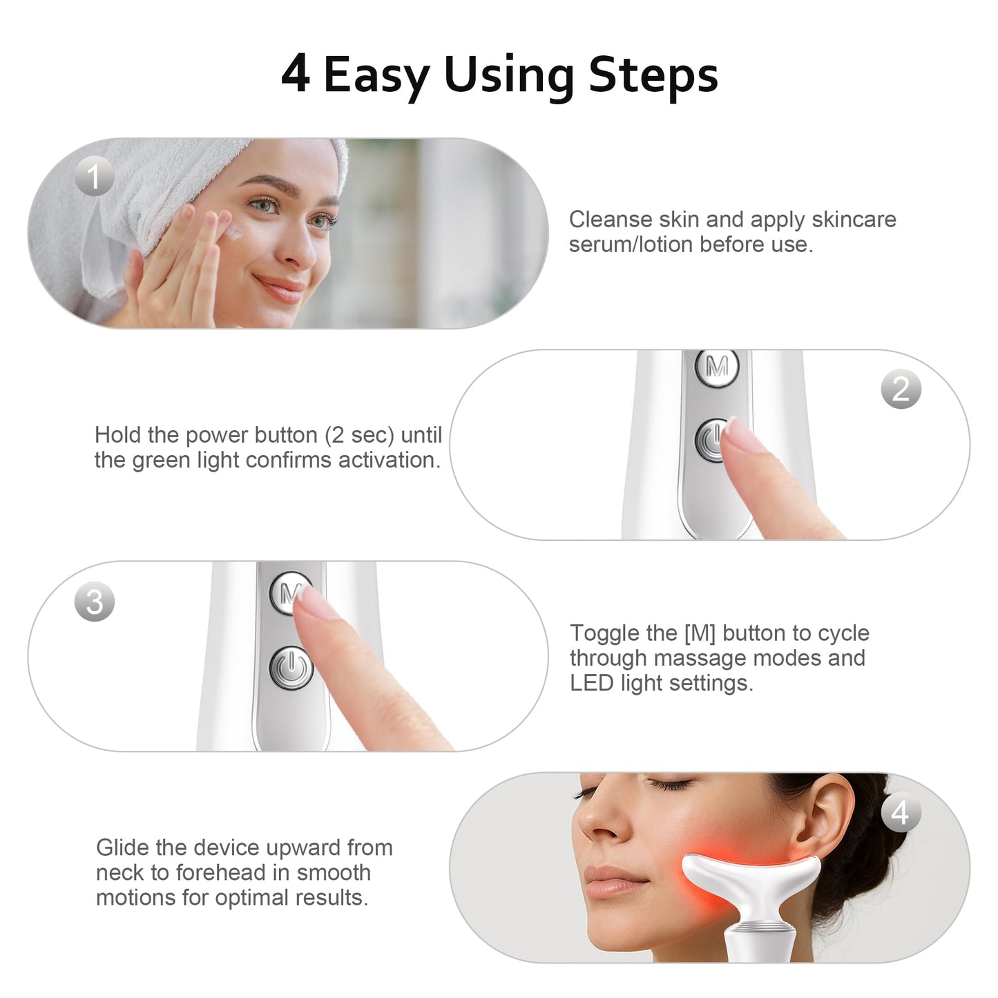 7 in 1 Multifunctional Facial Massager, Red Light Therapy for Face with 7 Modes, Face Lift Device, Portable Facial Massager for Wrinkles,Neck&Skin Care-White