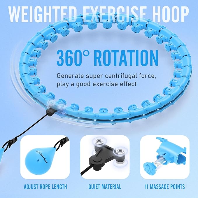 JKSHMYT Weighted Hula Circle Hoops for Adults Weight Loss, Infinity Fit Hoop Plus Size, 30 Detachable Links, Exercise Hoop for Women and Beginners