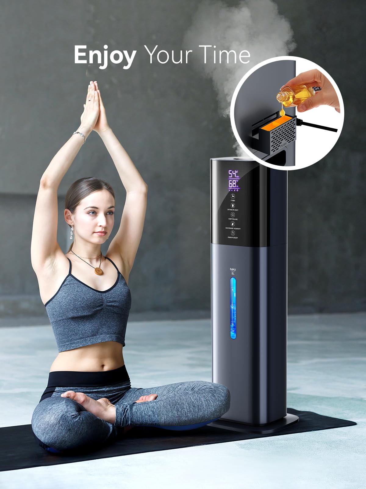 Humidifiers for Bedroom, 2.11Gal 8L Quiet Humidifiers for Large Room with Timer, 360°Nozzle, 3 Speed Ultrasonic Cool Mist Humidifier with Humidistat for Baby, Customize humidity for Home Adults Plants