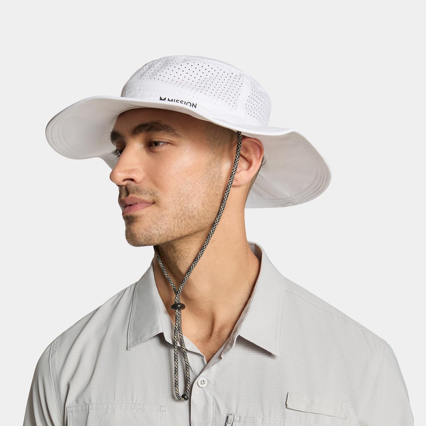 MISSION White Cooling UPF Boonie Hat - Unisex Sun Hat for Hiking, Beach & Fishing - Sweat & Water Activated Technology