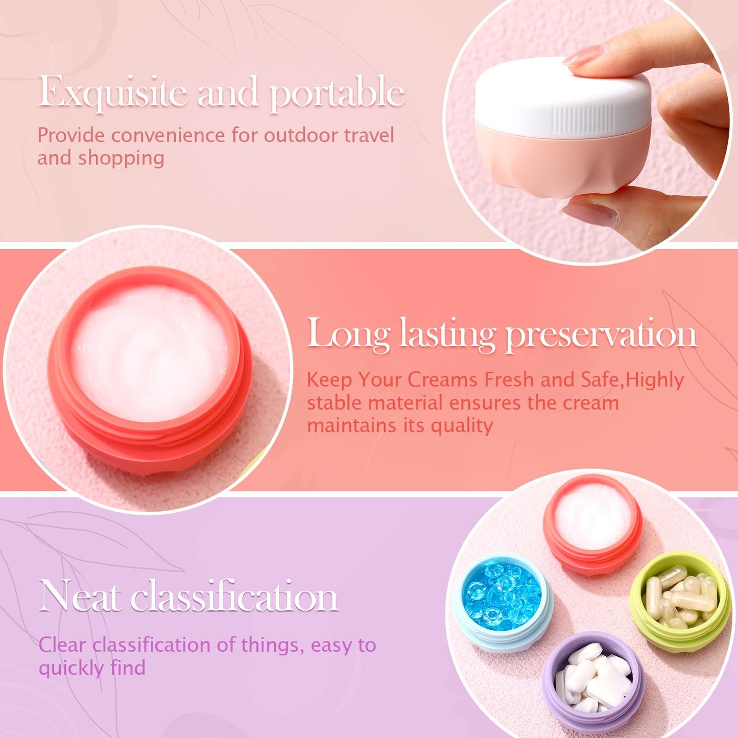 Meanplan 8 Pcs Small Silicone Cream Jars with Lids 1 Oz/ 30 ml Travel Containers for Toiletries Mini Cosmetic Jars Refillable Travel Moisturizer Container for Makeup Face Body Hand Cream