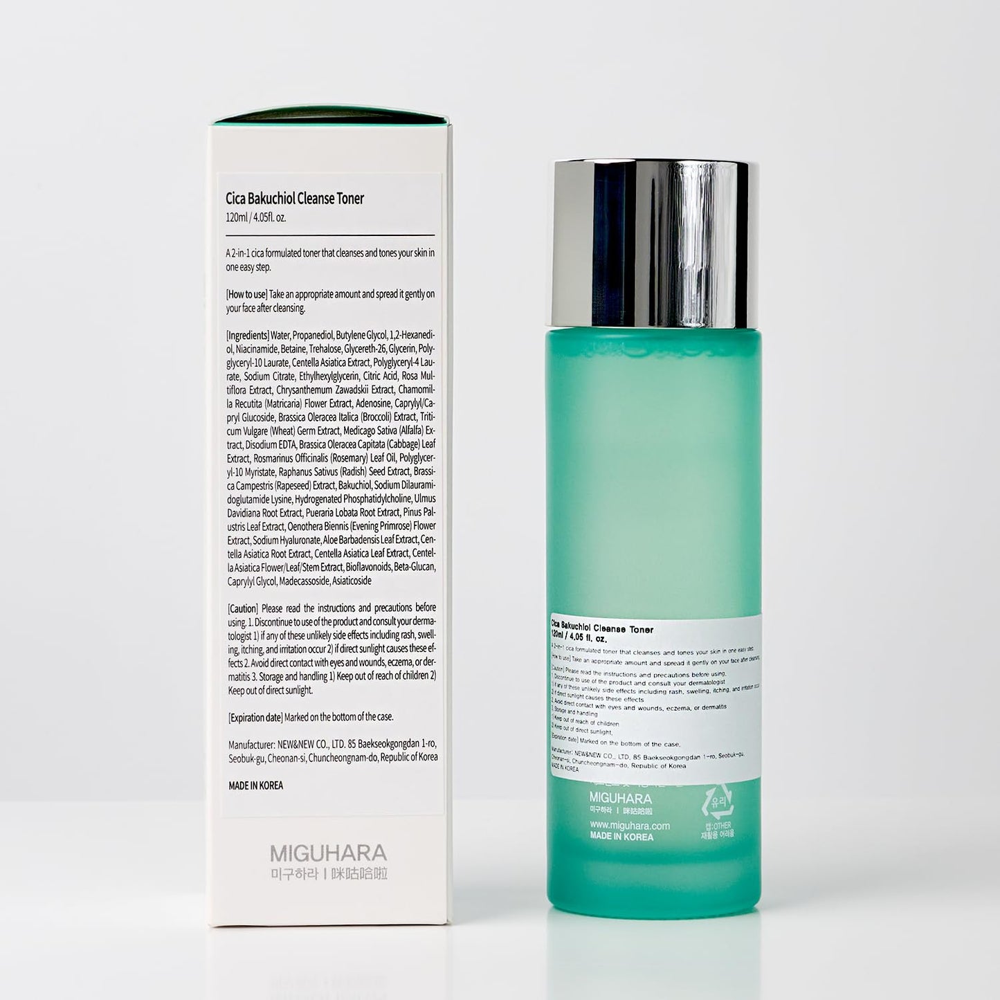 CICA Bakuchiol Cleanse Toner | Korean Skincare 2in1 Toner (120ml/4.05 fl. oz.)