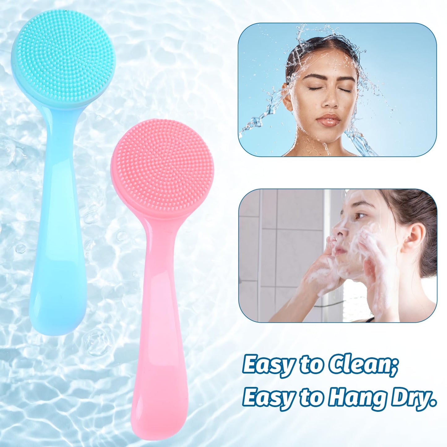 2Pack Silicone Face Brush Manual Face Scrub Brush Soft Facial Brushes Waterproof Exfoliating Face Brush Skin Friendly Face Cleaner Brush for Women and Men Blackheads Makeup Residues Removal