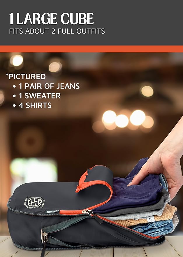 Compression Packing Cubes Set for Travel - Lightweight, Durable Clothes Organizer for Carry-On Luggage and Suitcases by TRIPPED Travel Gear