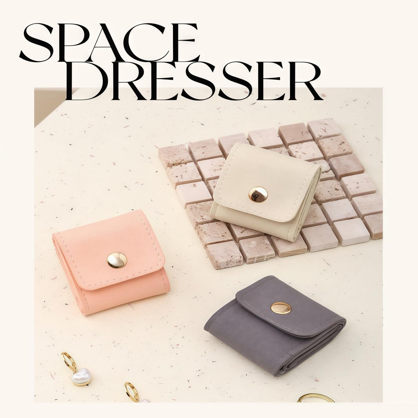 3Pcs Mini Travel Jewelry Bag,Portable Foldable Jewelry Roll Case with Buckle Clasp,Holds Earrings,Rings,Necklaces Bracelets