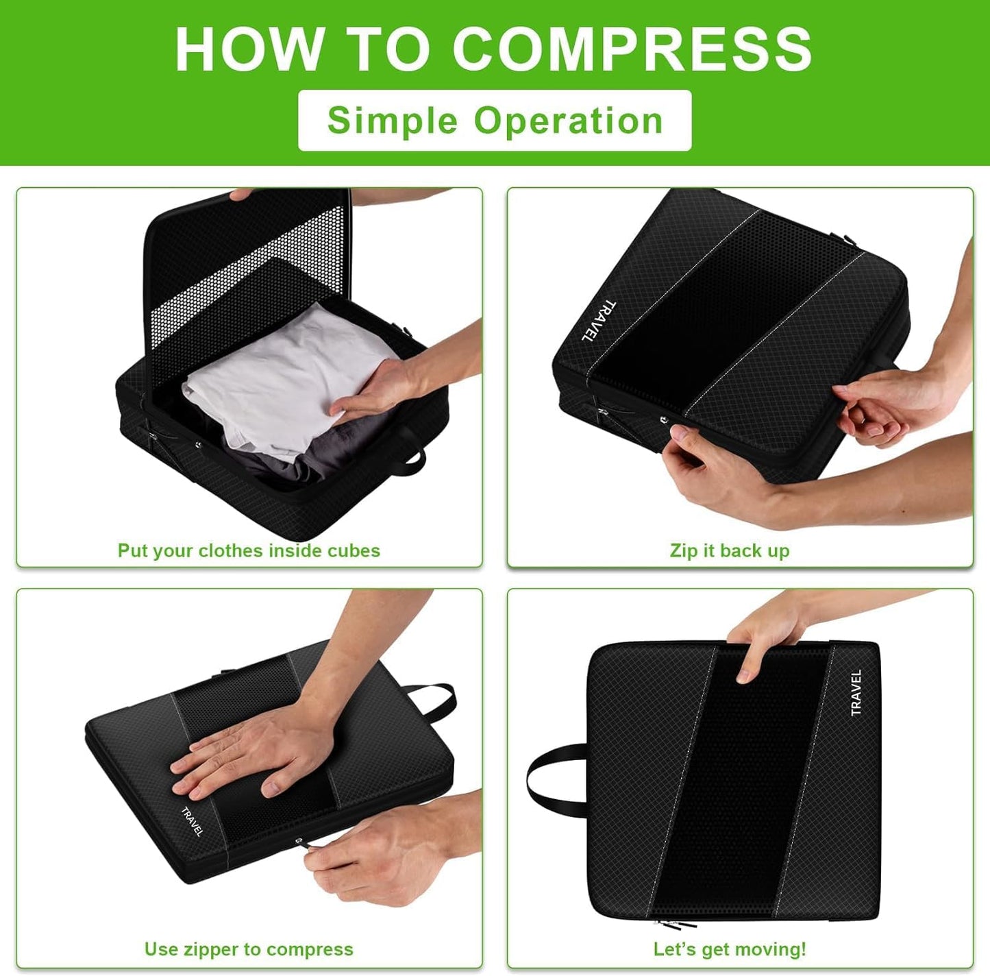 Compression Packing Cubes for Suitcases, UNTIFUL 6 Set Travel Organizer Cubes for Travel Essentials