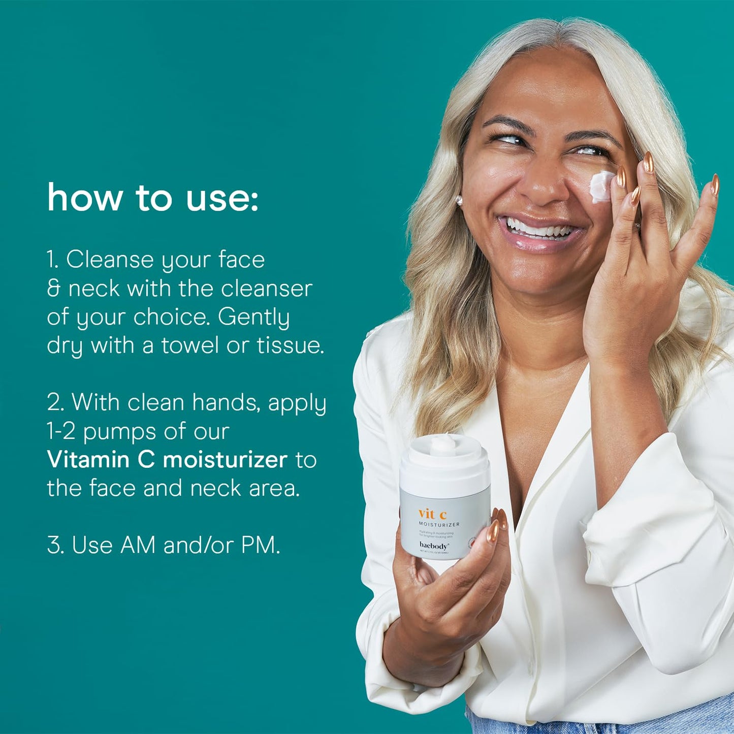 Baebody Made in USA Vitamin C Face Moisturizer - Travel Size Brightening Vitamin C Cream Moisturizer with Jojoba Oil - Anti Aging and Hydrating (0.5 fl oz/15 ml)