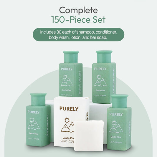 150 piece set | Hotel Soaps and Toiletries Bulk set | Airbnb Essentials for Hosts | Mini Travel Size Shampoo and Conditioner Sets | Bulk Travel Size Toiletries | Homeless Supplies Bulk Amenities