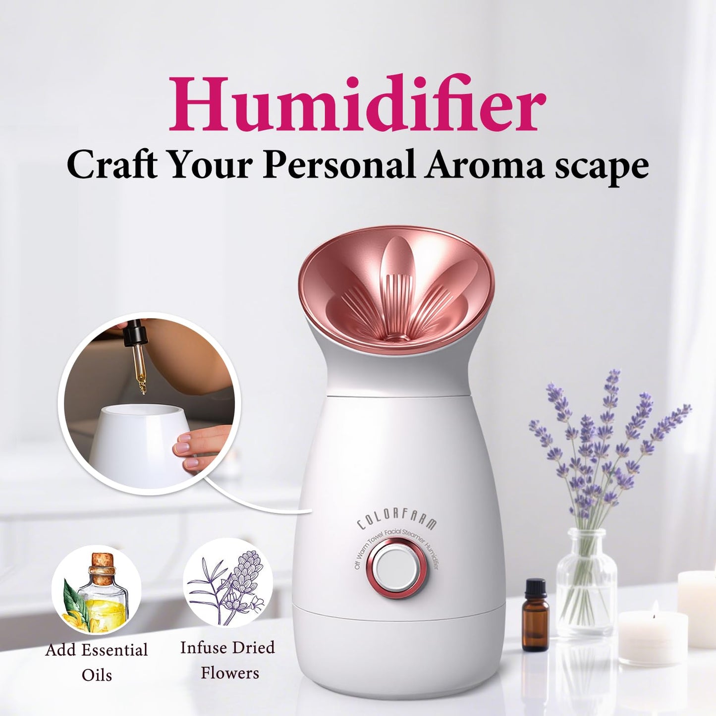 Colorfarm Facial Steamer Nano Ionic: Large 3-in-1 Face Steamer Deep Cleaning Unclogs Pores - Humidifier Towel Steamer Hot Mist Home Sauna Spa for Women Men Sinuses Moisturizing