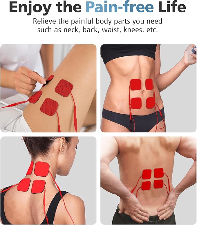 40PCS Value Pack TENS Unit Replacement Pads, Reusable Latex-Free TENS Unit Electrodes Pads Compatible with AUVON TENS, TENS 7000, Neocarbon, Nicwell, Etekcity, TENKER (RED)