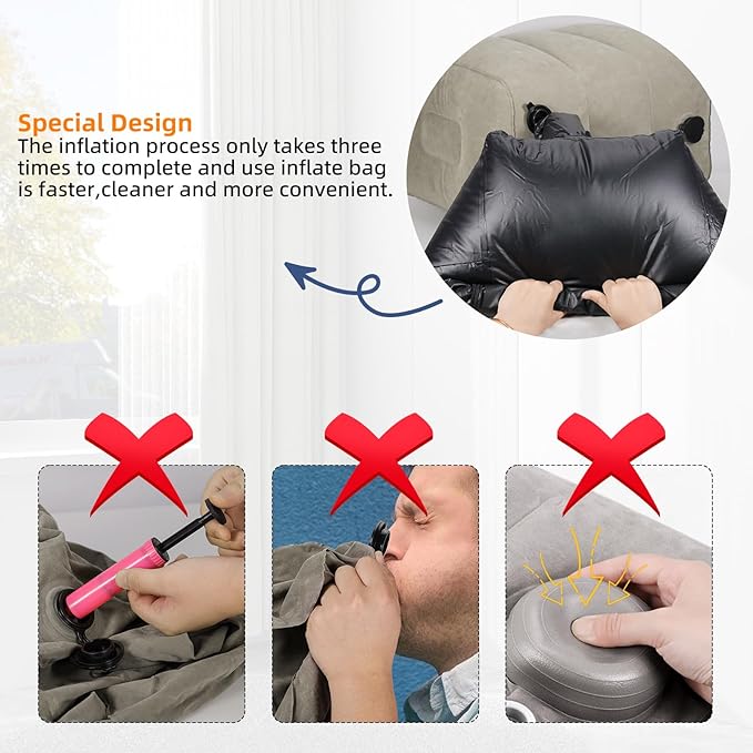 Inflatable Foot Rest Pillow for Air Travel Airplane Foot Rest Pillow Adjustable Height Leg Pillow Bed for Kids Toddler Suitable for Car,Train,Office Travel