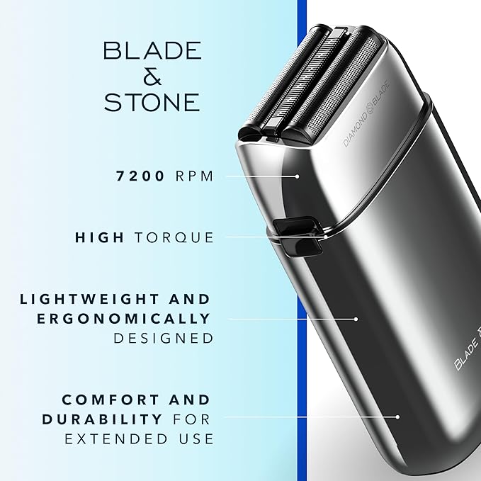 Blade & Stone™ PS501 Foil Shaver | Graphene-X™ Blade | Professional Foil Shaver for Men | 8000 RPM Durable Motor, All-Metal, Cordless Barber Shaver - The Aviator