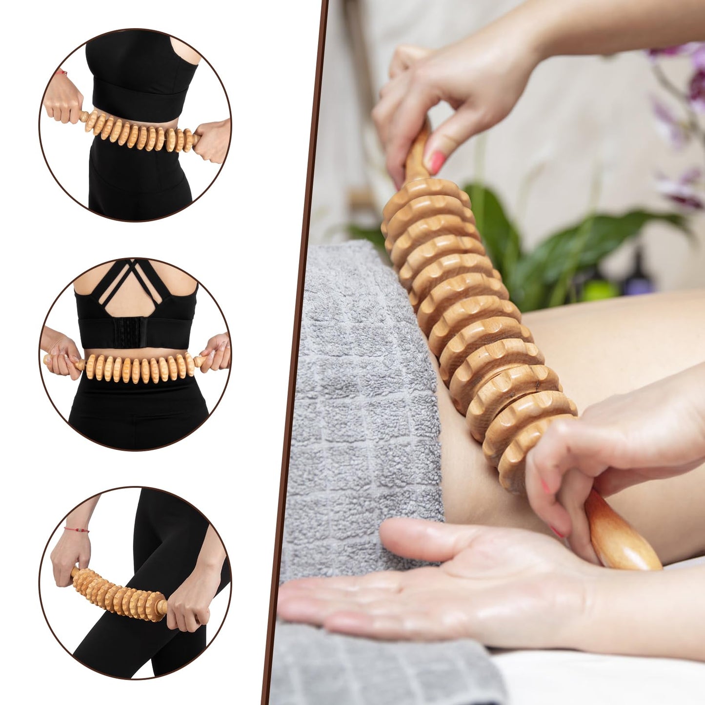 KintKita Wood Therapy Massage Tools 7-in-1, Wooden Lymphatic Drainage Massager Body Cellulite Massage Tool, Maderoterapia Kit Cellulite Massager for Body Sculpting,Contouring,Relief Muscle