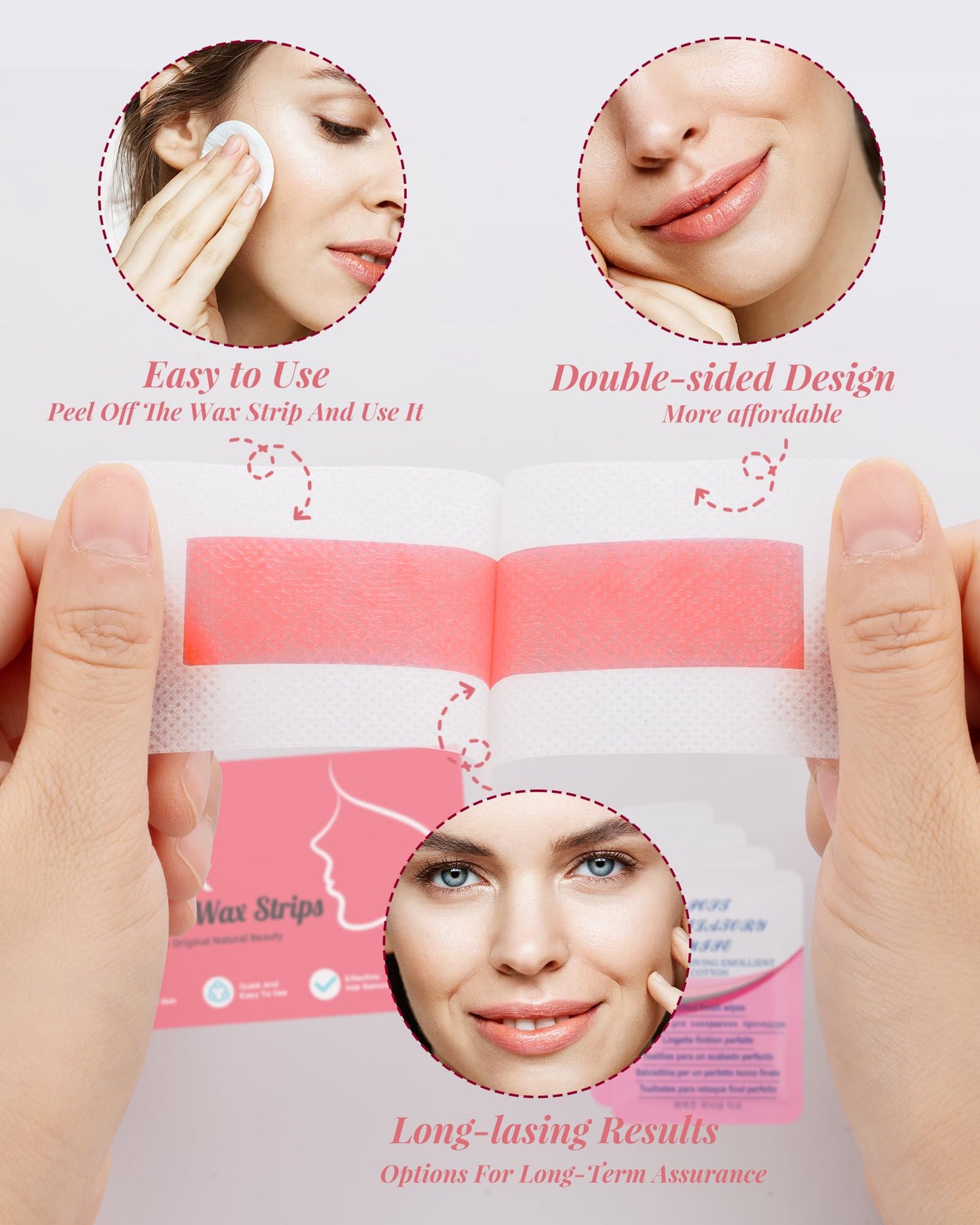 OPOX 40PCS Facial Wax Strips for Hair Removal, Facial Hair Removal for Women, Waxing Kit for Women's Face, Bikini, Chest, Body, Arms, Legs, Back, & Brazilian | 40ct Waxing Strips & 4 calming Oil Wipes