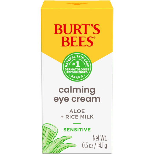 Burt's Bees Calming Eye Cream With Aloe and Rice Milk, Moisturizes Without Causing Redness or Irritation, 98.7 Percent Natural Origin Skin Care, 0.5 oz. Bottle