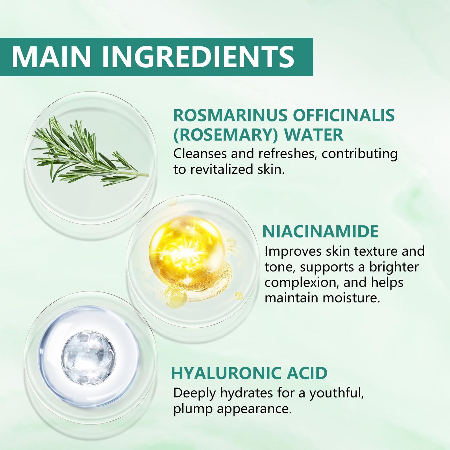 Travel Skincare 5% Niacinamide Serum with 4% Rosemary Extracts - Deep Hydration, Soothes Skin, Enhances Elasticity (3Pack 0.507 fl.oz | 15ml)