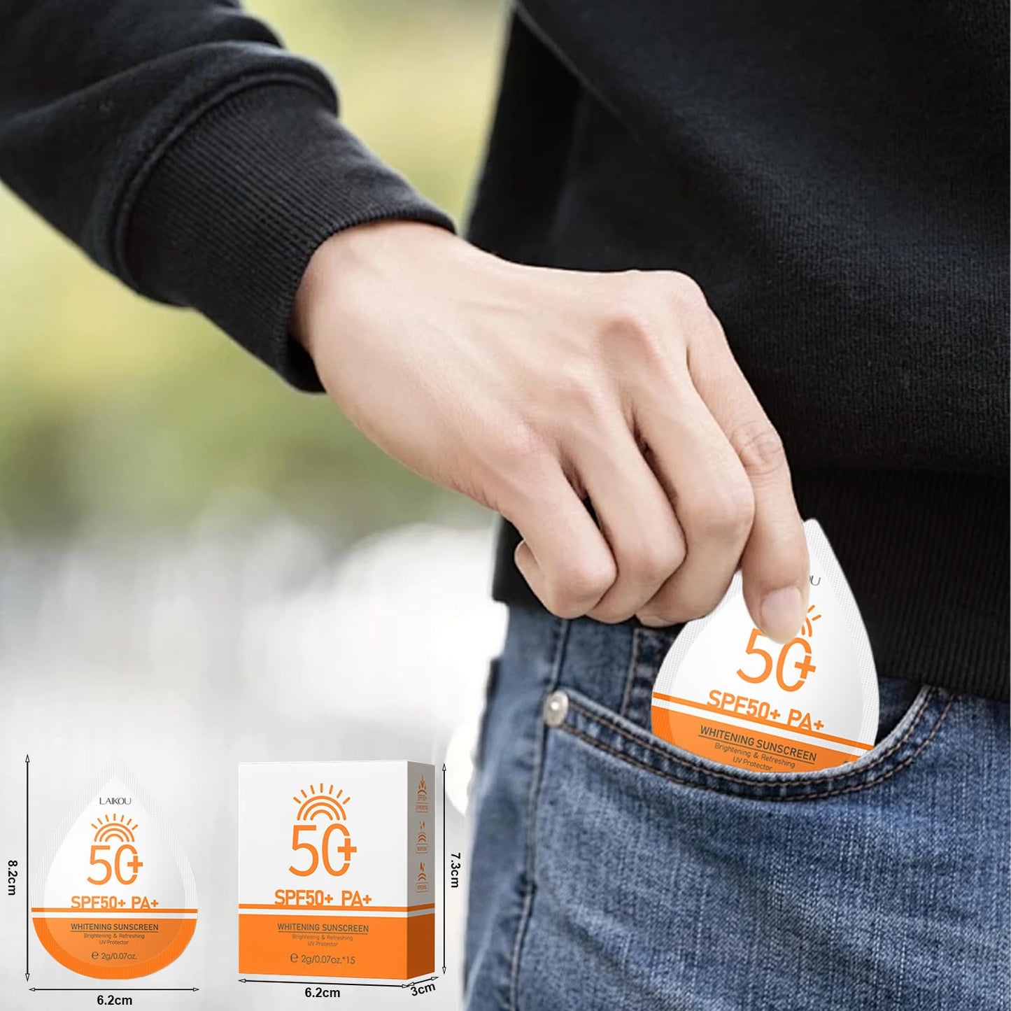 2g*15PCS Travel Size Sunscreen SPF50+ PA+ – Mini Sunscreen for Face & Body, Waterproof, Non-Greasy, Perfect for Outdoor, Beach, Daily Use, Summer Party & Thank You Gifts