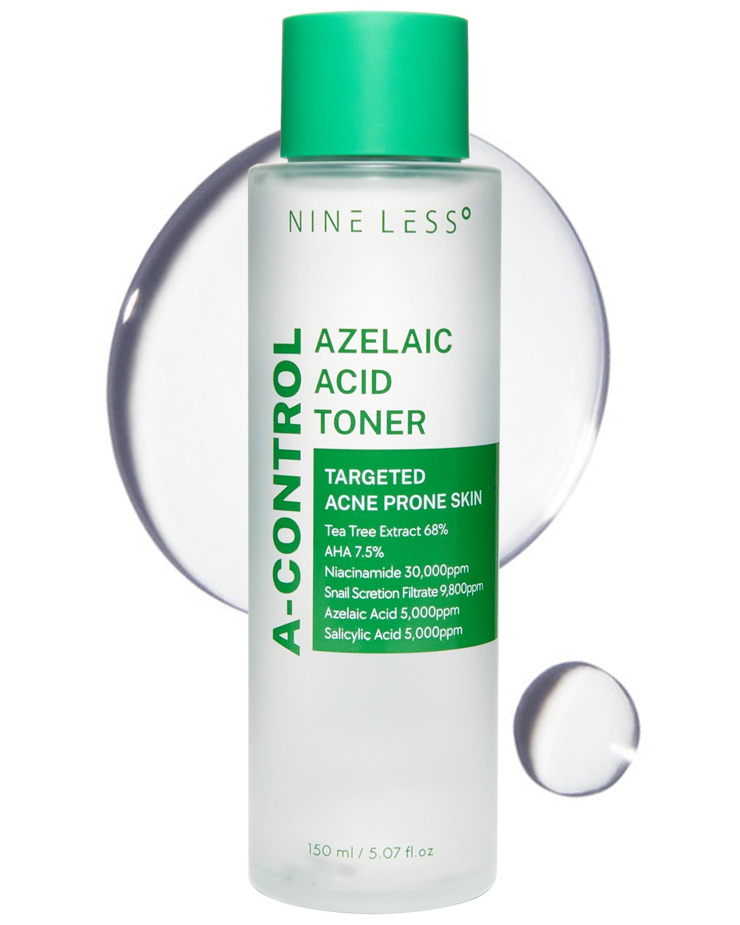 Azelaic Acid Toner – Korean Mild Exfoliating Skin Prep for Acne-Prone Skin – Salicylic Acid for Pores – Calming, Refreshing, Purifying, 5.07 fl.oz.