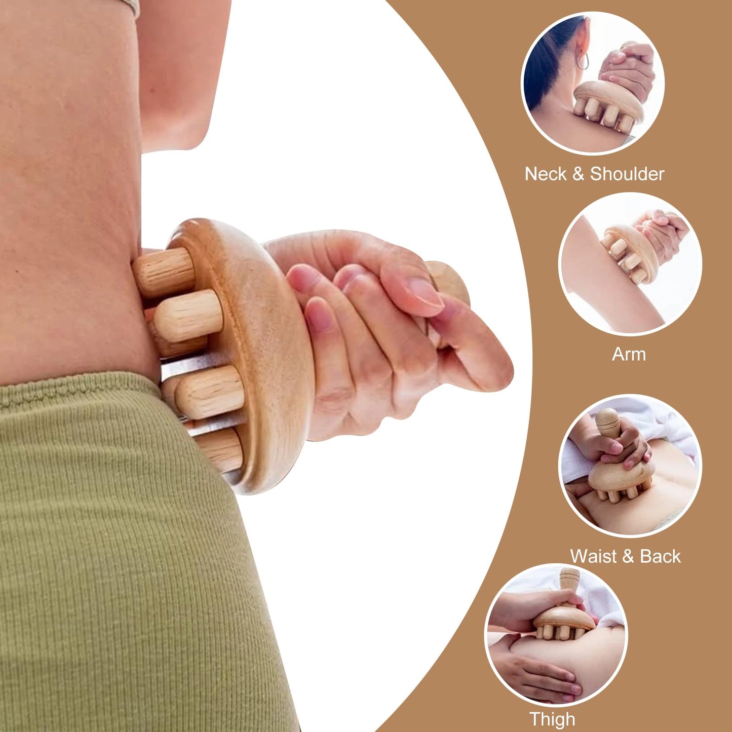 4-in-1 Wood Therapy Massage Tools Lymphatic Drainage Massager for Muscle Pain Relief, Maderoterapia Kit Body Sculpting Tools for Anti-Cellulite, Body Shaping