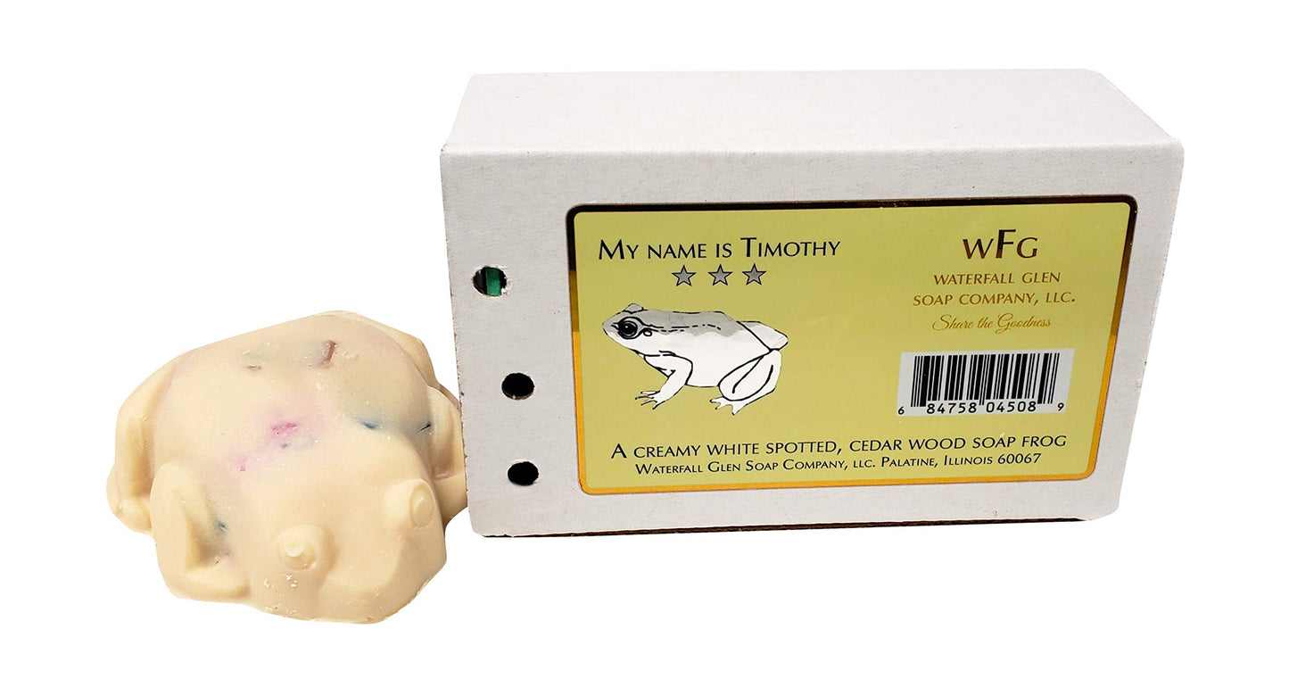 WFG WATERFALL GLEN SOAP COMPANY, LLC, Timothy frog soap, cedar wood and sandalwood, vegan, natural frog bath soap with shea butter 3.5oz