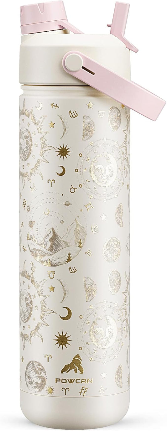 26 oz Insulated Water Bottle with 2-in-1 Straw and Spout Lid, Keep Cold 24H, Leak-Proof, Fits in Car Cup Holder, Stainless Steel Water Bottle for Sports, Travel, and School (Stellar Dream)