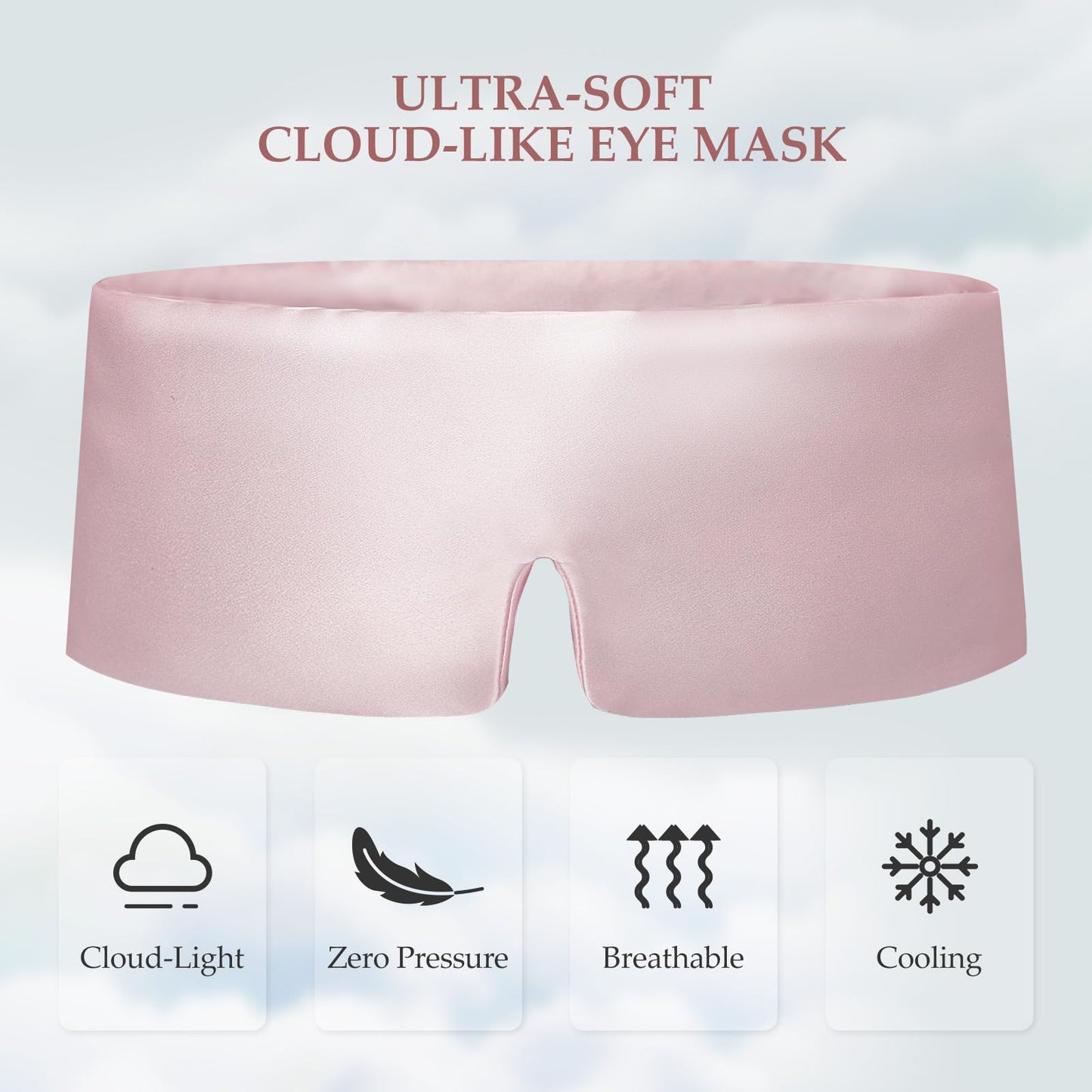 SGMSILK 100% Mulberry Silk Sleep Mask, Large Size Travel Eye Masks for Side Sleepers, Adjustable Sleeping Mask for Women and Men, 100% Blackout Eye Mask for Sleeping Soft Pink