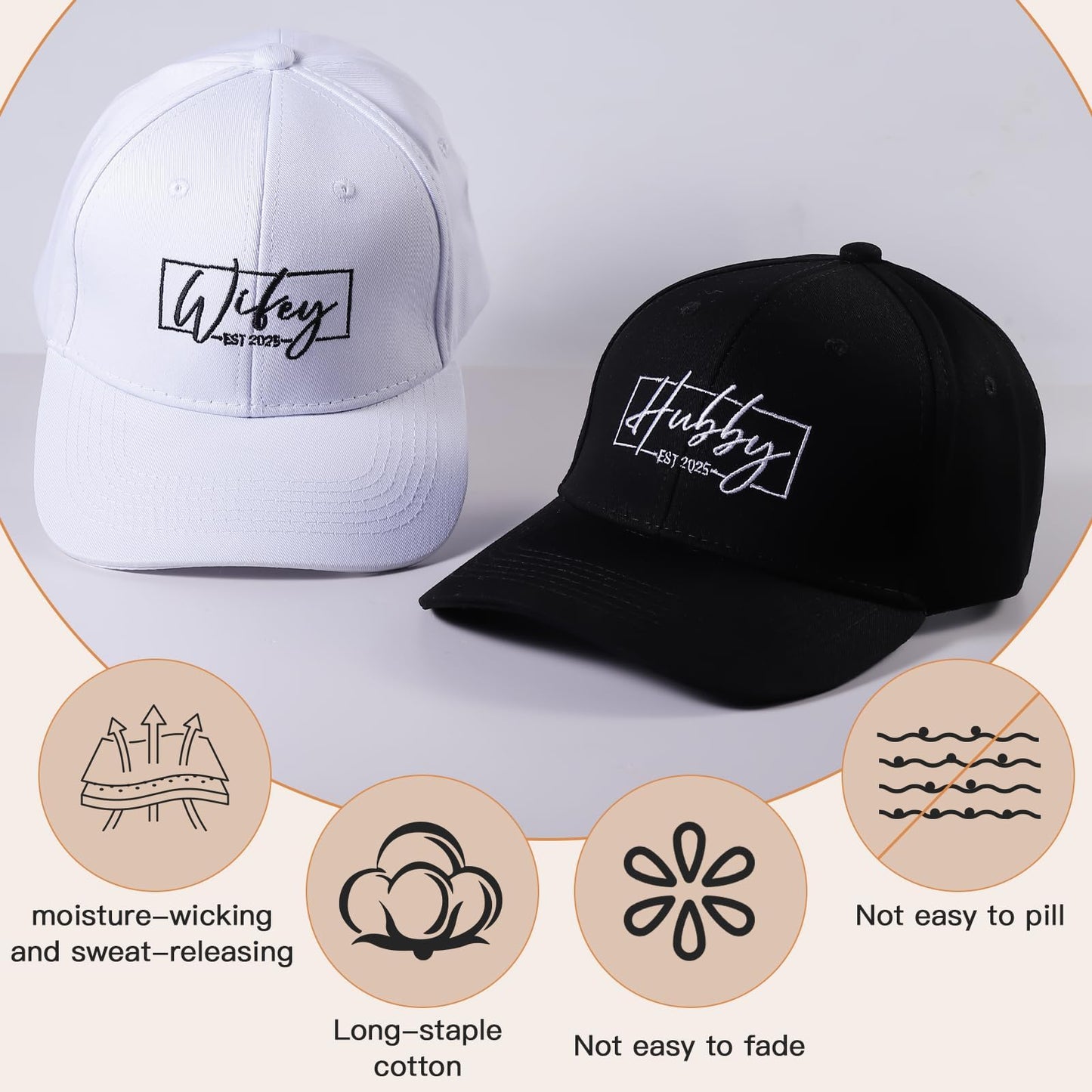 Wedding Gifts for Couples 2025, Bridal Shower Gifts, Hubby and Wifey Hat, Gift for Honeymoon Engagement Newlywed White,Black