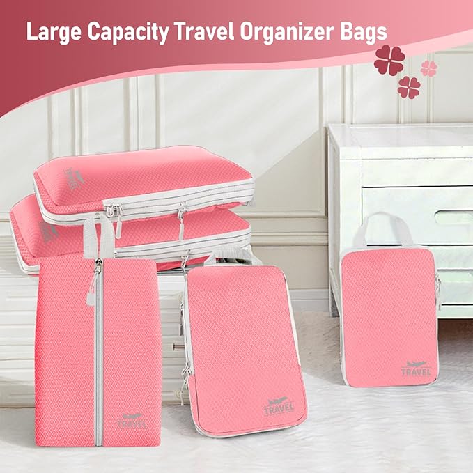 4-Piece Packing Cube Set - Lightweight Luggage Organizers for Travel, Vacation and Suitcases - Durable Accessories with Compression