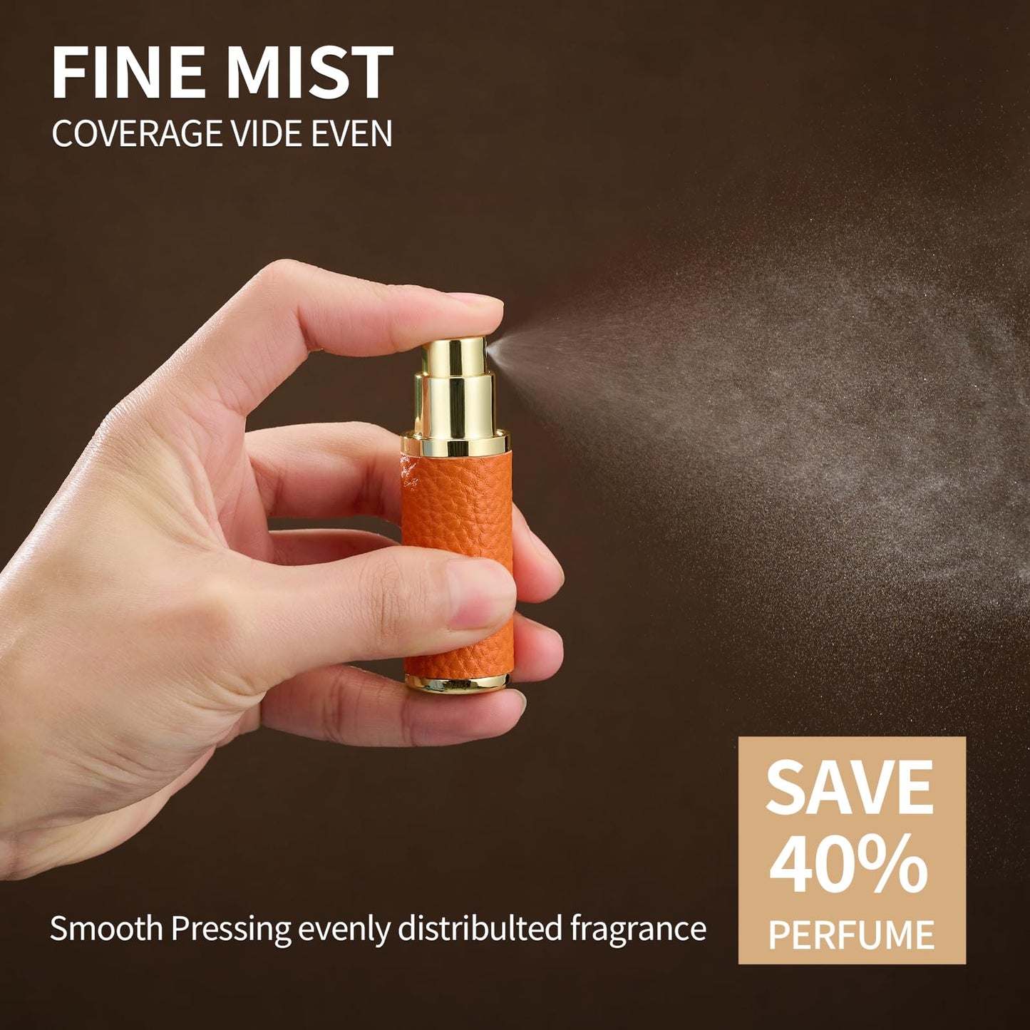 Sinyutia Portable Mini Perfume Refillable Bottle, 5ml Leather Material Travel Atomizador, Fine Mist Refillable Cologne Dispenser Sprayer, With Funnel And Perfume Diffuser Tool For Women&Men (Orange)