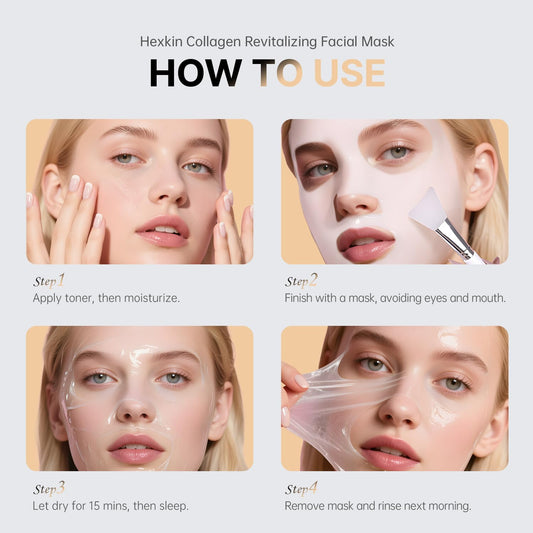 Hexkin Collagen Peel Off Facial Mask Wrapping Peel Off Face Mask Elasticity Hydration Care, Reduces Sagging Dullness For Glowing Skin Korean Skin Care, 2.82oz.