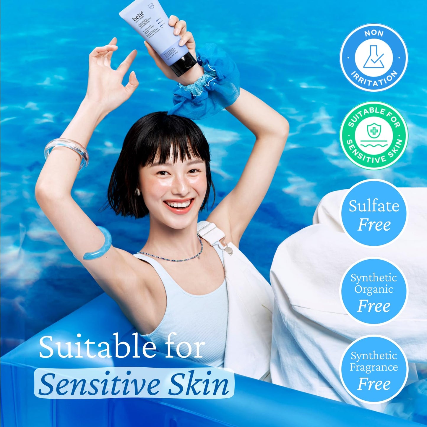belif Super Knights - Soothing Hydration Cleansing Mask, 3-in-1 Facial Mask & Cleanser with Hyaluronic Acid, Squalane, Madecassoside | For Dry and Sensitive Skin | Korean Skincare (5.0 fl. oz)