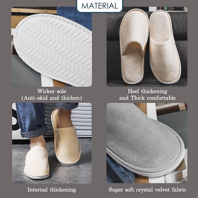 6-10 Pairs Spa Slippers, Non Slip Disposable Slippers For Guest, Washable Reusable, Which Can Be Used As Women Men, House, Indoor, Bathroom, Bedroom, Hotel, Bride Slippers