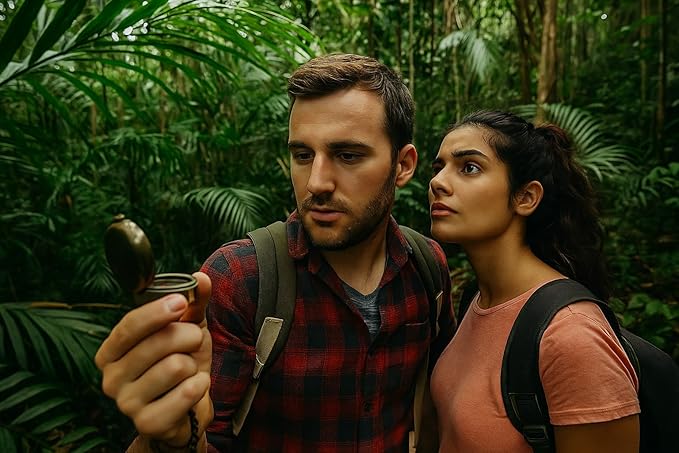 Be Strong and Courageous Compass – Antique Nautical Magnetic Compass with Engraved Scripture Quote – Baptism Gift with Wooden Box for Son, Father, Husband, Loved One