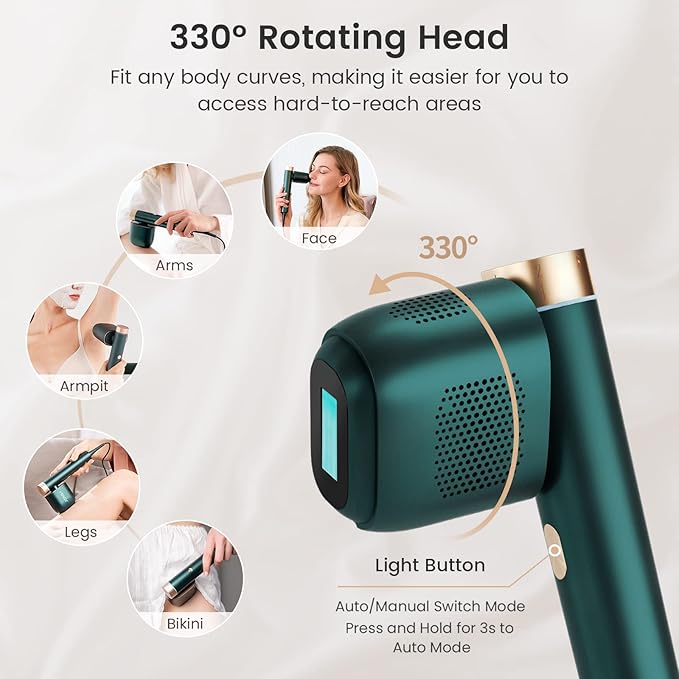 JOVS Laser Hair Removal, [24J Energy] IPL Hair Removal for Women and Men, 37°F Painless Sapphire Ice-Cooling Tech, 6 Modes for Whole Body Hair Removal Device, 2 in 1 Skin Rejuvenation, 330° Rotation