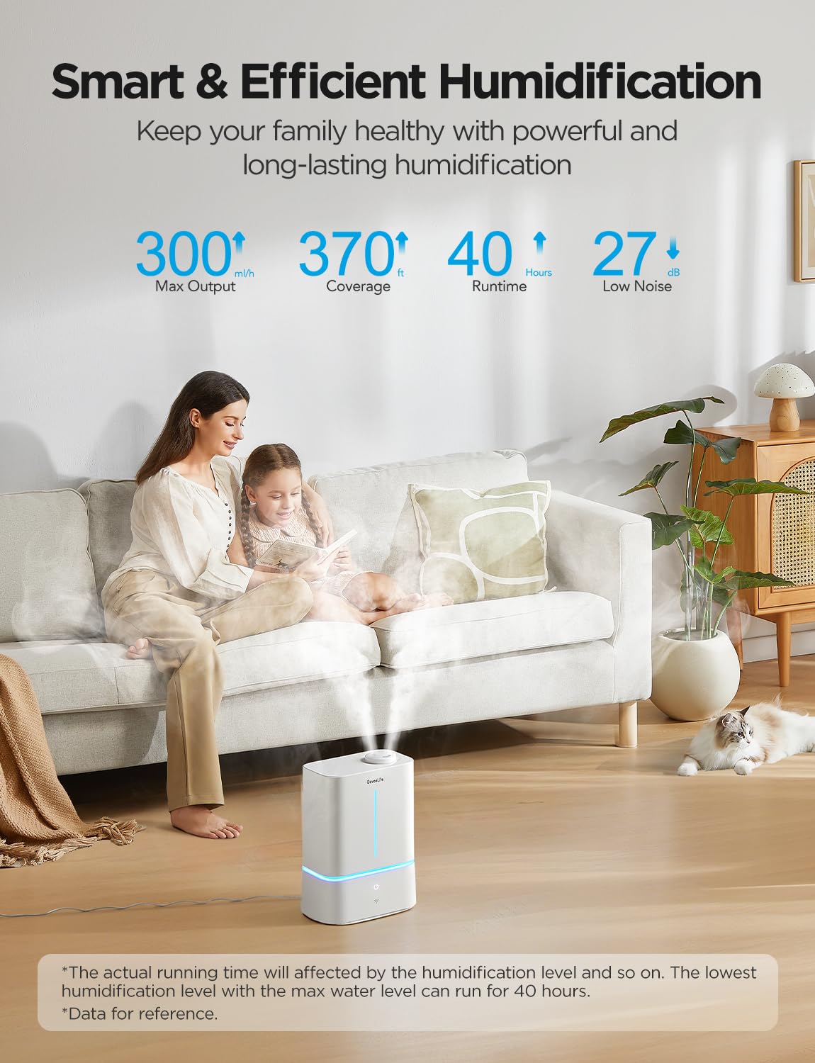 GoveeLife Humidifiers for Bedroom, 4.5L Smart Cool Mist Air Humidifiers with Scent Diffuser & Nightlight, 40H Runtime, Easy to Clean, Quiet Top Fill Ultrasonic Humidifiers for Plant, Large Room, Baby