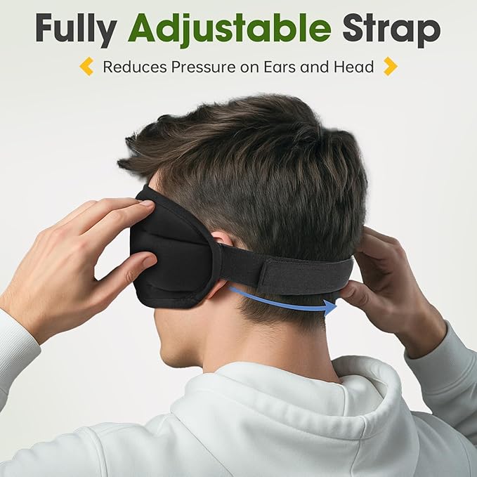 Sleep Headphones with Bluetooth 5.4 Sleep Mask, Bamboo Cotton Music Wireless Bluetooth Eye Mask for Sleeping, Earphones HD Speaker Microphone for Travel, Gifts for Men Women, Black