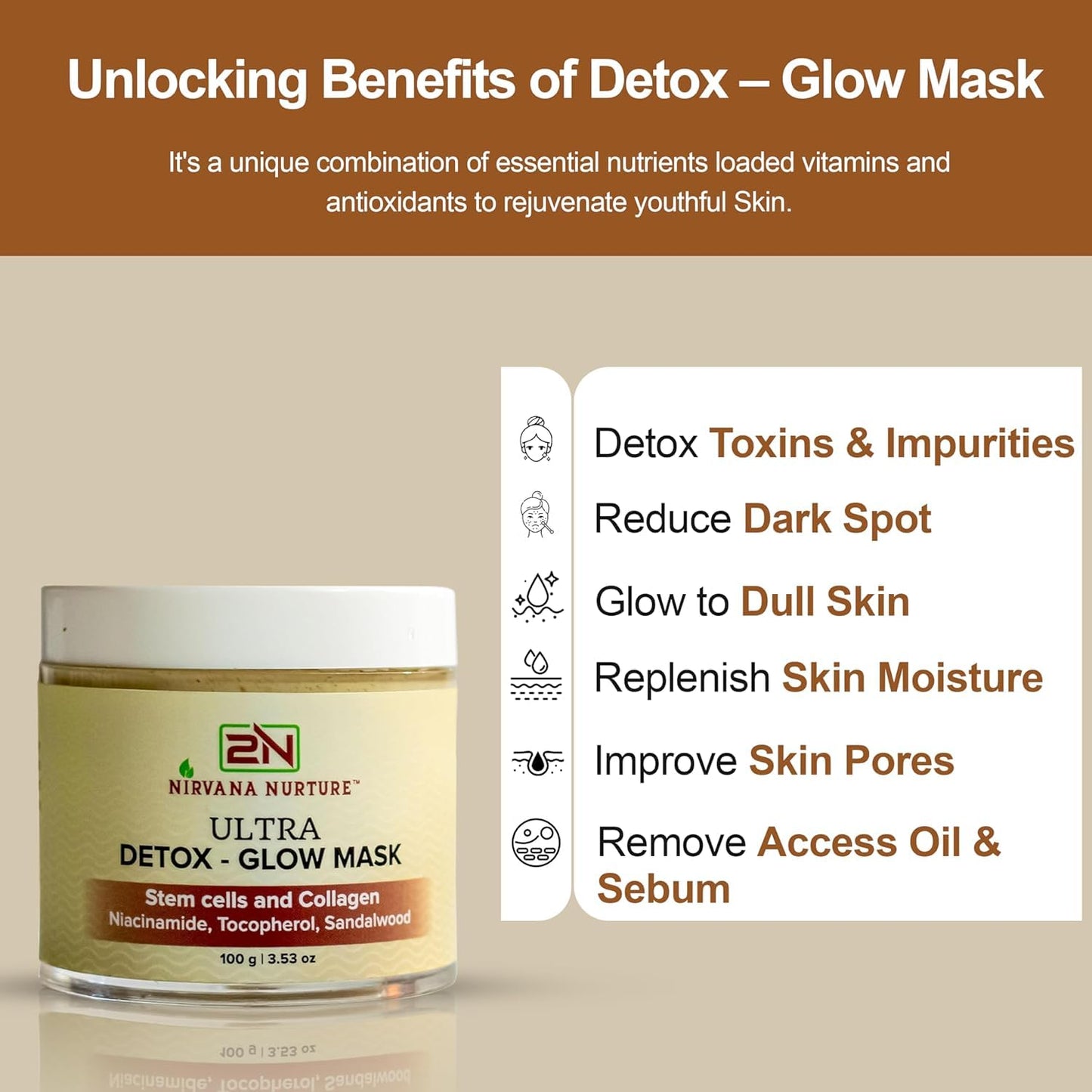 Nirvana Nurture Ultra-Detox Glow Mask -Detox Skin Daily, Boost Skin Firmness and Naturally Enhance Glow