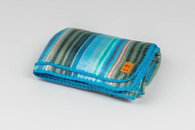 Alpaca Wool Blanket – Throw Size, 64 x 45 Inches – Warm & Lightweight – Couch, Bed, or Outdoor Blanket – Light Turquoise