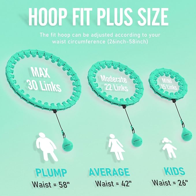 JKSHMYT Weighted Hula Circle Hoops for Adults Weight Loss, Infinity Fit Hoop Plus Size, 30 Detachable Links, Exercise Hoop for Women and Beginners